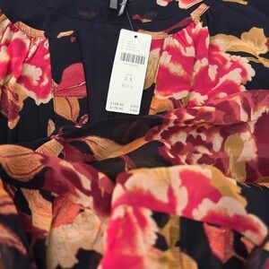 Floral Print Dress in Black and Red